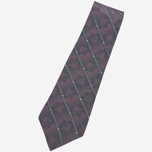 Cellini Collection Mens Burgundy Geometric Pattern 100% Silk Necktie Made in USA